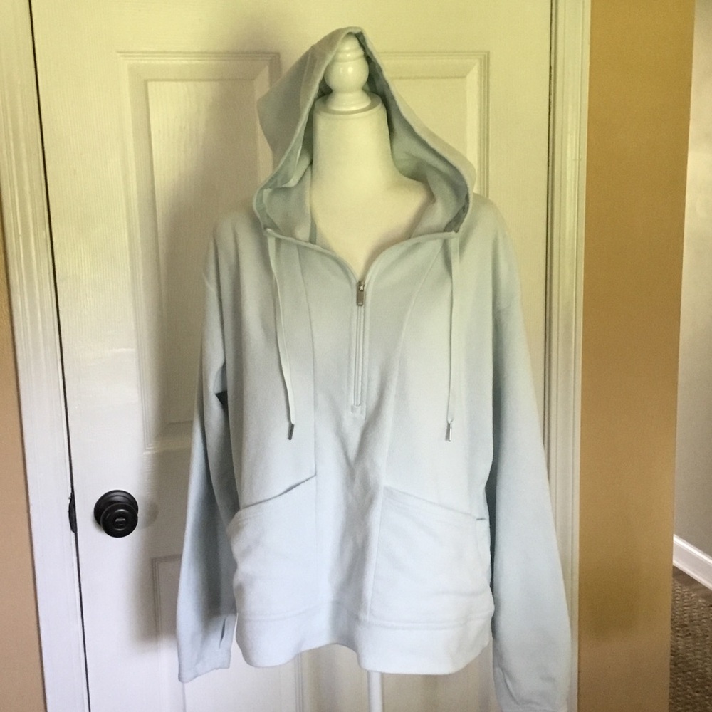 All In Motion Y2K Light Blue Half-Zip Hooded Fleece Sweatshirt Size XXL